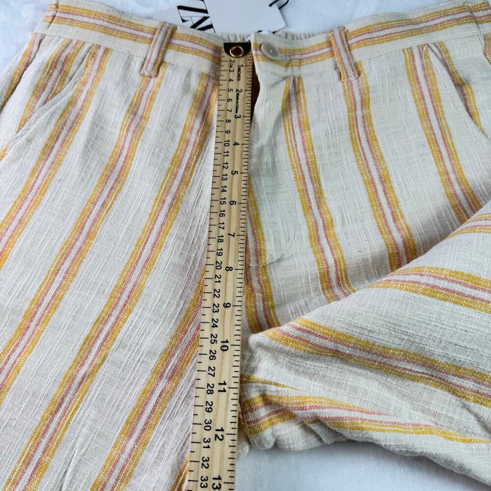 Zara Men Linen Blend Shorts Yellow Pink Old Money Resort Casual Size M NWT - Picture 3 of 11
